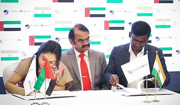Space Zone India plans 2026 commercial rocket launch with Cube Satellite for Edutech4Space, sealing the deal at DoubleTree By Hilton, Al Jaddaf, Dubai