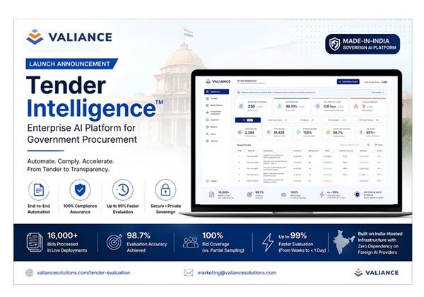 Valiance Solutions Launches Tender Intelligence, an Enterprise SaaS for Government Procurement