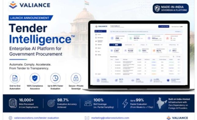 Valiance Solutions Launches Tender Intelligence, an Enterprise SaaS for Government Procurement